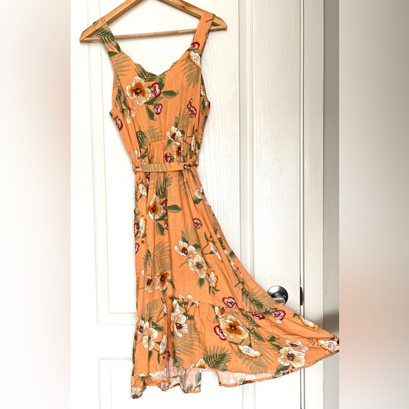 Monteau Los Angeles Tropical Floral Button-Front Midid Dress Sz M Cottagecore - Picture 4 of 16